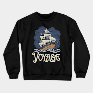 Ship Sailing Through The Deep Blue Sea Storm Crewneck Sweatshirt